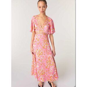 Maje Patterned Flowing Maxi Dress Size 36